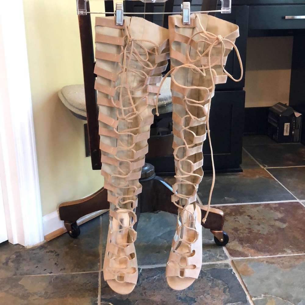 Over the knee lace up sandals
